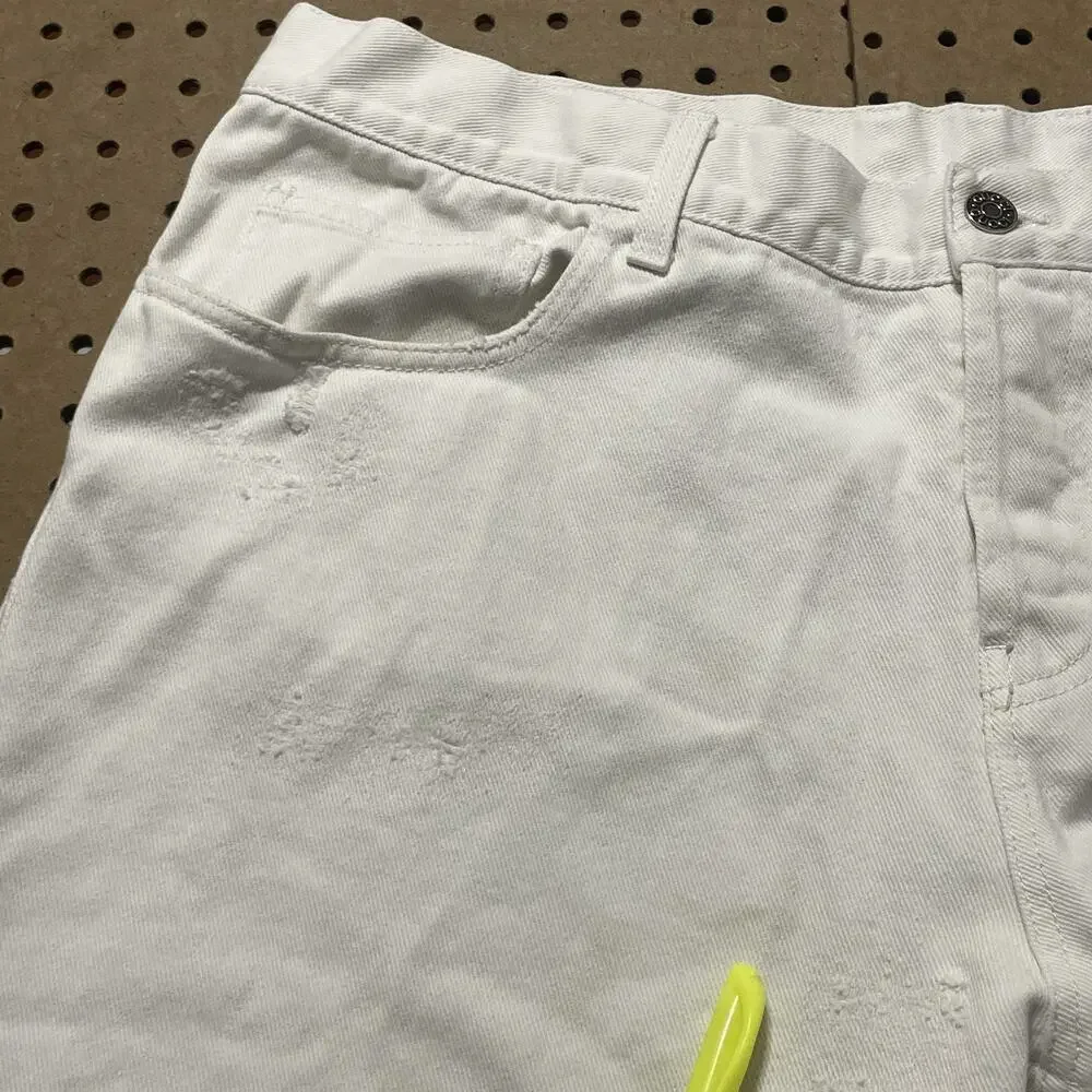 Gucci Jeans Mens 36x29 White Denim Button Fly Straight Distressed Modern Italy